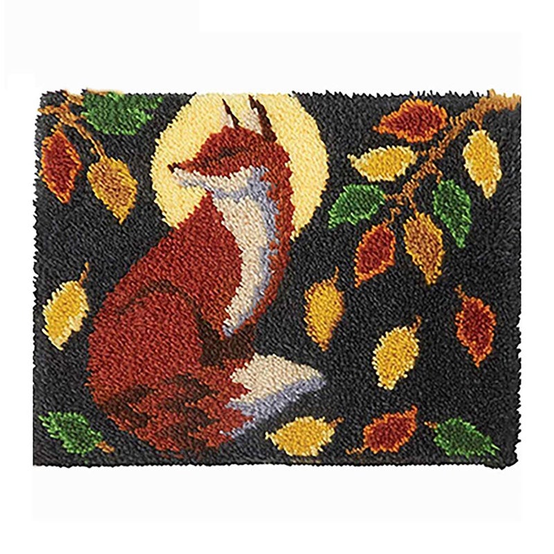 PakyKai Latch Hook Kits for Adults,Color Printed Fox DIY Hook Rug Carpet Needlework Tapestry Kits for Home Decors Festival Gift,52x38cm - Image 1